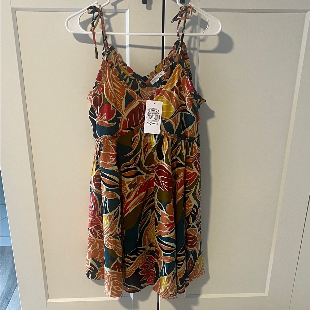 Patrons of Peace Colorful Leaf Print Mini Dress